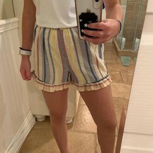 HARPER FRANCESCA'S pastel vertical striped high waisted ruffle shorts
